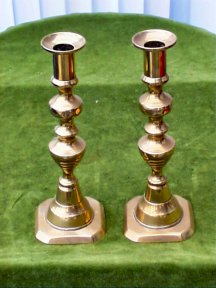 PAIR OF BRASS VICTORIAN CANDLESTICKS