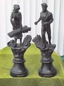 PAIR OF SPELTER FARMING FIGURES