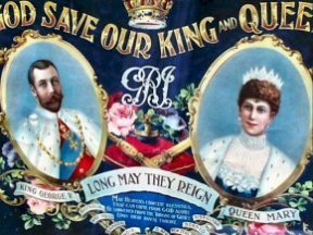 FRAMED PRINT OF KING GEORGE & QUEEN MARY 1910